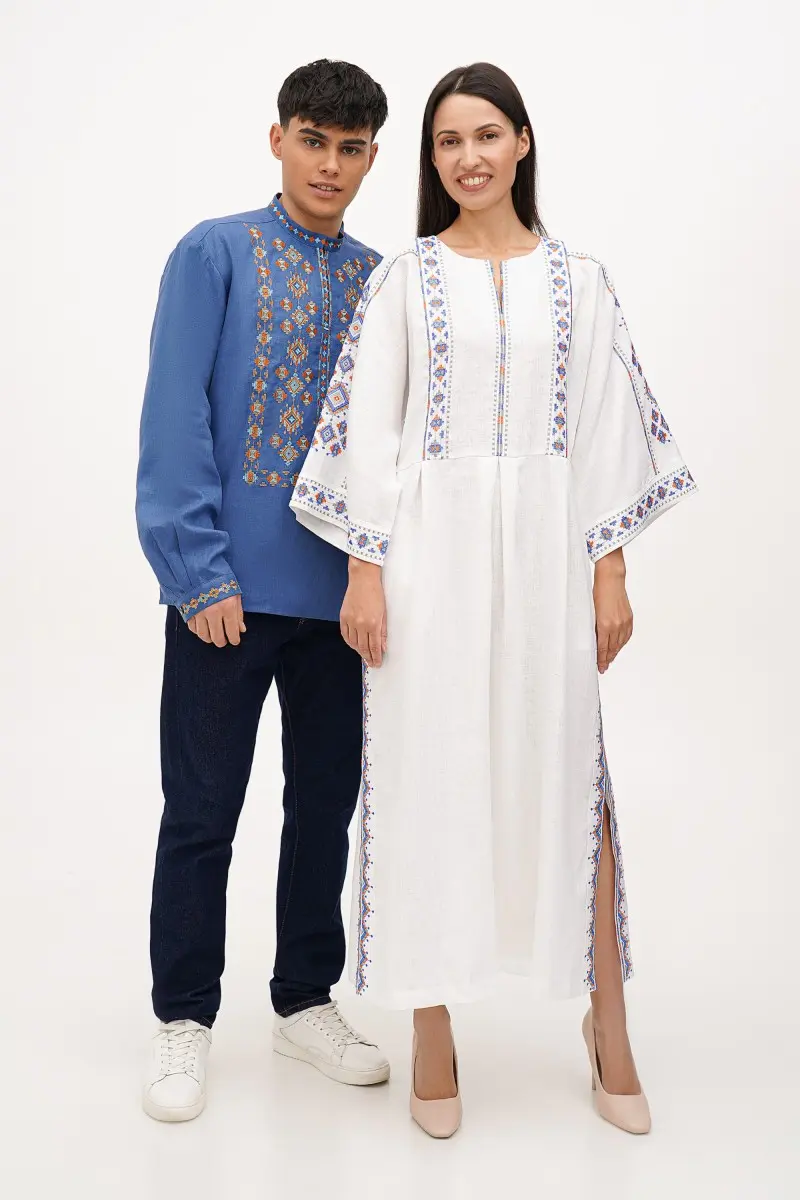 White linen embroidered dress top